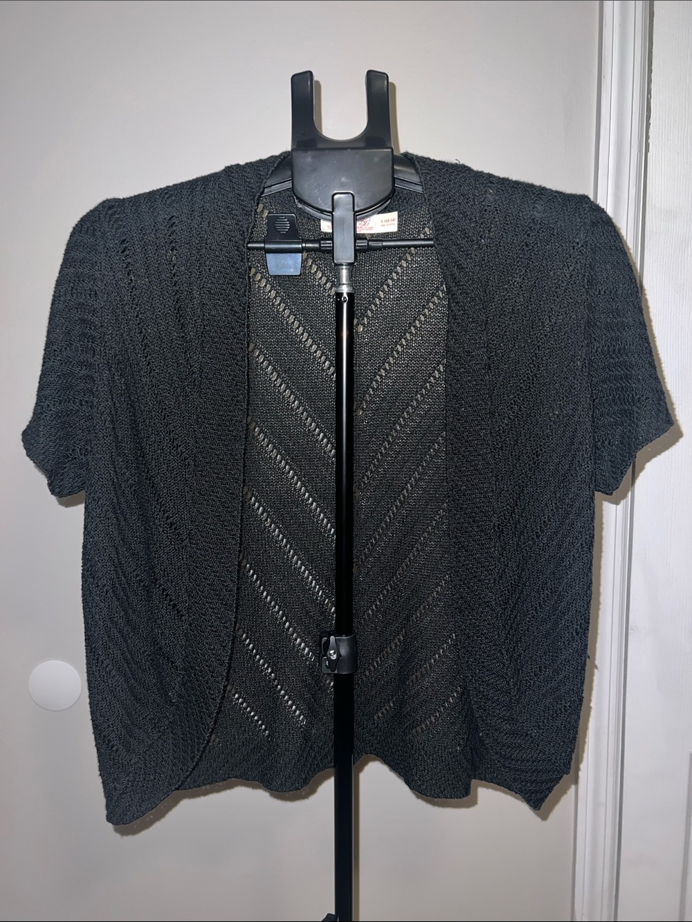 Faded Glory Black Open-Front Short Sleeve Knit Cardigan